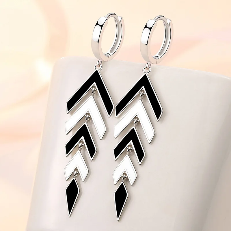 

KOFSAC New 925 Sterling Silver Earrings For Women Creative Vintage Temperament Rhombus Ear Jewelry Lady Engagement Accessories
