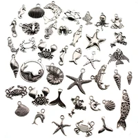 40pcslot mix vintage silver ocean charms pendant dangle for jewelry findings fit pendants for diy handmade jewelry making