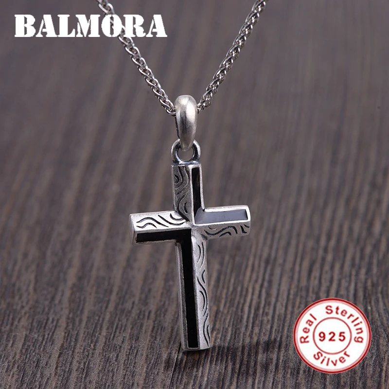 

BALMORA 925 Sterling Silver Simple Matt Cross Pendant for Wome Men Lover Fashion Christian Jewelry Accessories Without a Chain