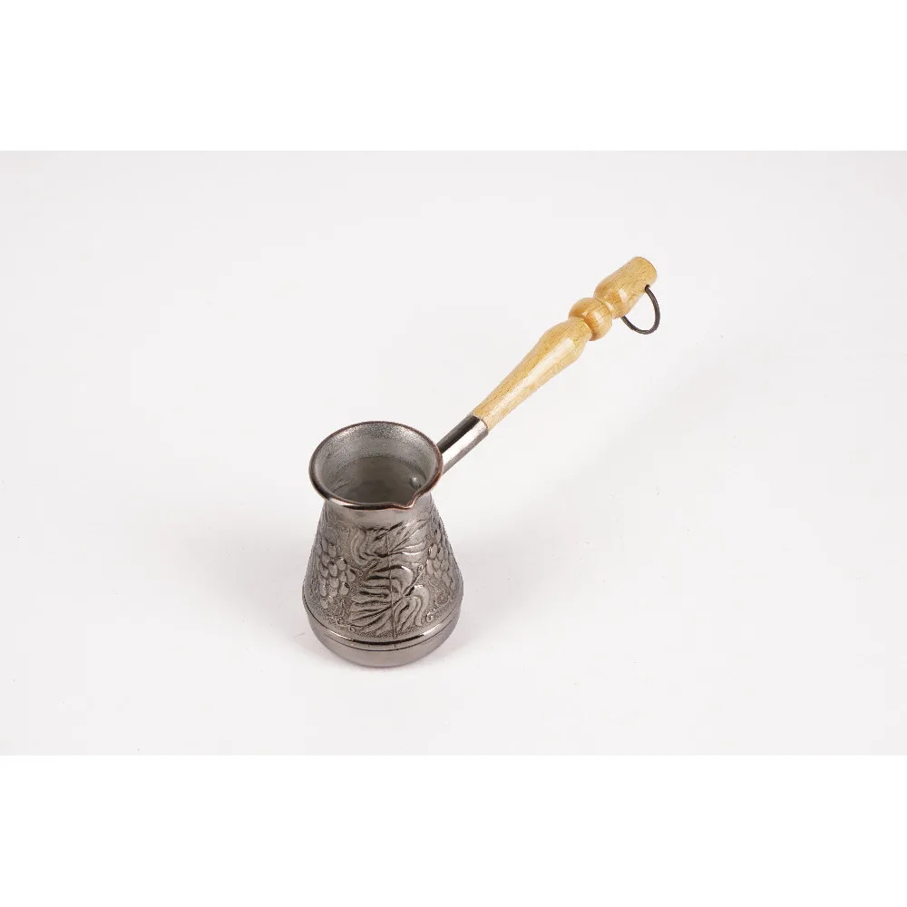 ТУРКА ДЛЯ КОФЕ медная с деревянной резной ручкой 120 мл.|Кофейники| |