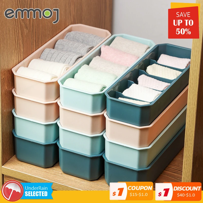 

5 Grids Multi-purpose Stacked Underwear Socks Storage Box Portable Drawer Divider Closet Bra Ties Organizer Home Bedroom