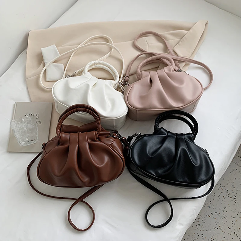 

[BXX] Women New Small Elegant Wrinkled Handbag PU Leather All-match For Female Crossbody Shoulder Bag Fashion Tide 2021 GF0131