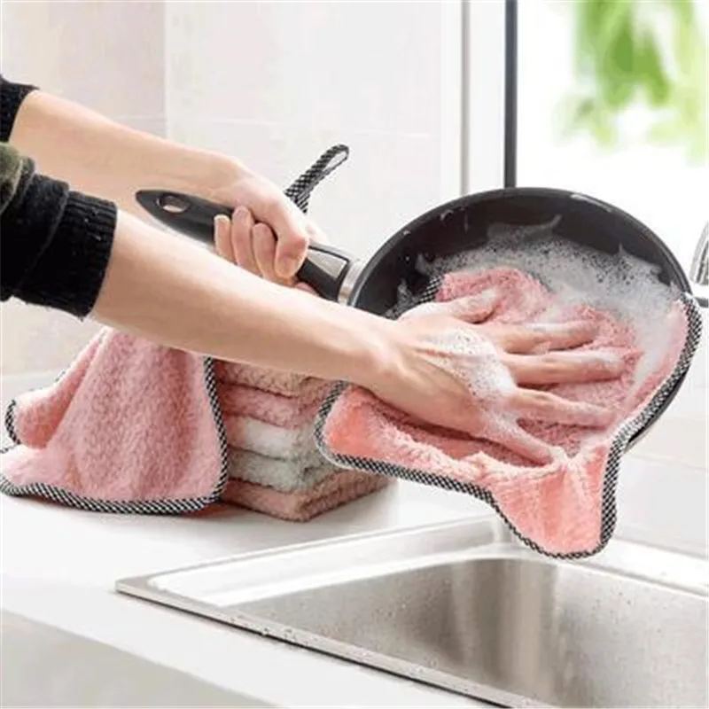 

absorbent scouring pad, Kitchen daily dish towel, dish cloth, kitchen rag, non-stick oil, thickened table cleaning cloth