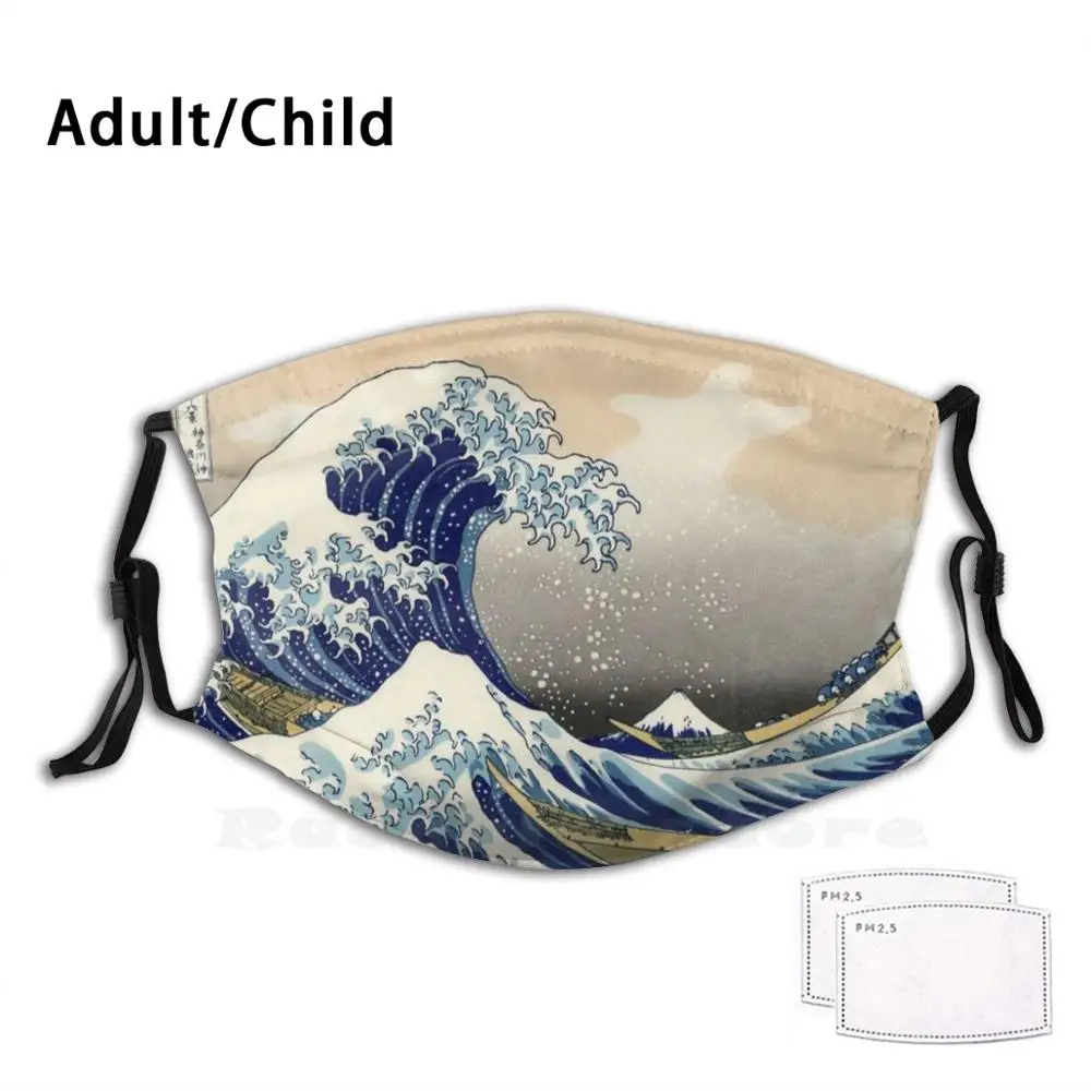 

The Great Wave Off Kanagawa Funny Print Reusable Pm2.2967 Filter Face Mask Japanese Japan Hokusai Great Wave The Great Wave Off