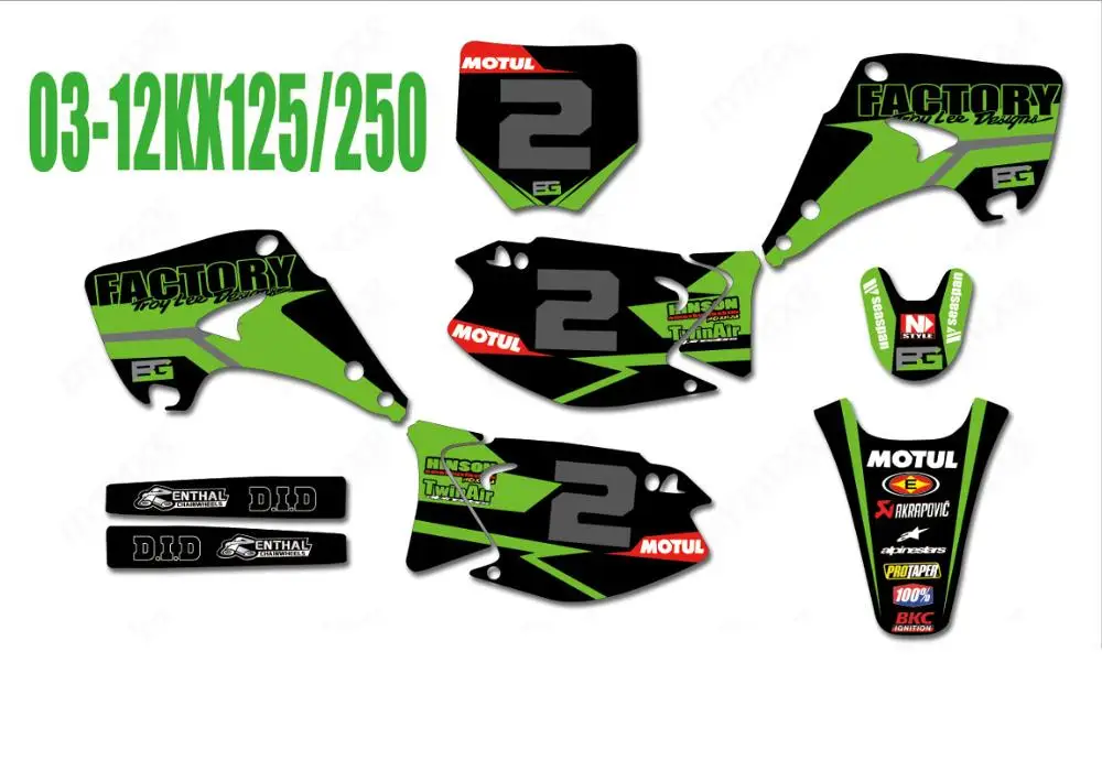 6 видов стилей 3M наклейки на мотоцикл наборы наклеек для Kawasaki KX125 KX250 2003 2004 2005 2006 2007