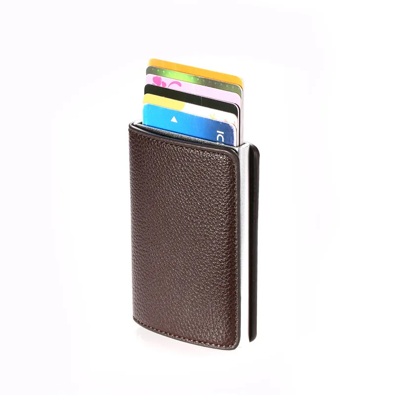 BISI GORO RFID Кошелек Мягкий кожаный чехол для карт информация маленький бумажник протектор безопасности клатч всплывающий держатель для карт алюминиевая коробка