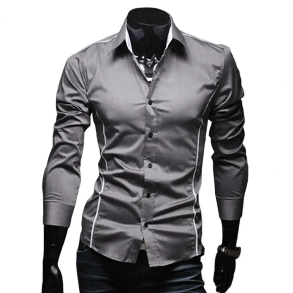 

2021 Autumn Cardigan Shirt Long Sleeve Lapel Anti-wrinkle Spring Shirt Casual Business Slim Male Shirt Top