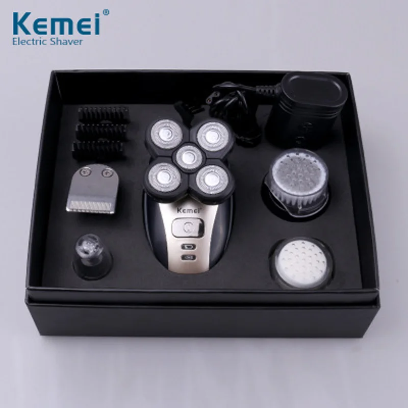 

Kemei Multifunction 5 In 1 Electric Shaver 5 Blade Heads Razor Nose Ear Hair Beard Trimmer Men Face Care Cutting Machine