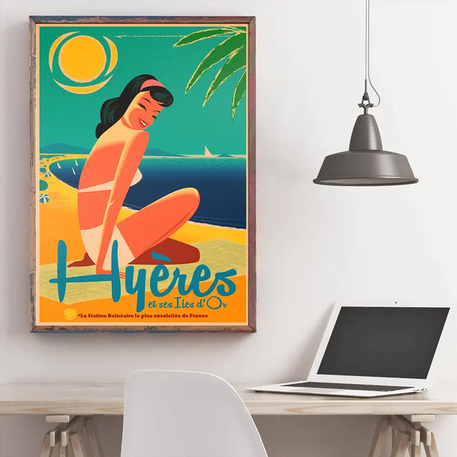 Постер для поездок в городе ручная роспись туристические аттракционы винтажная