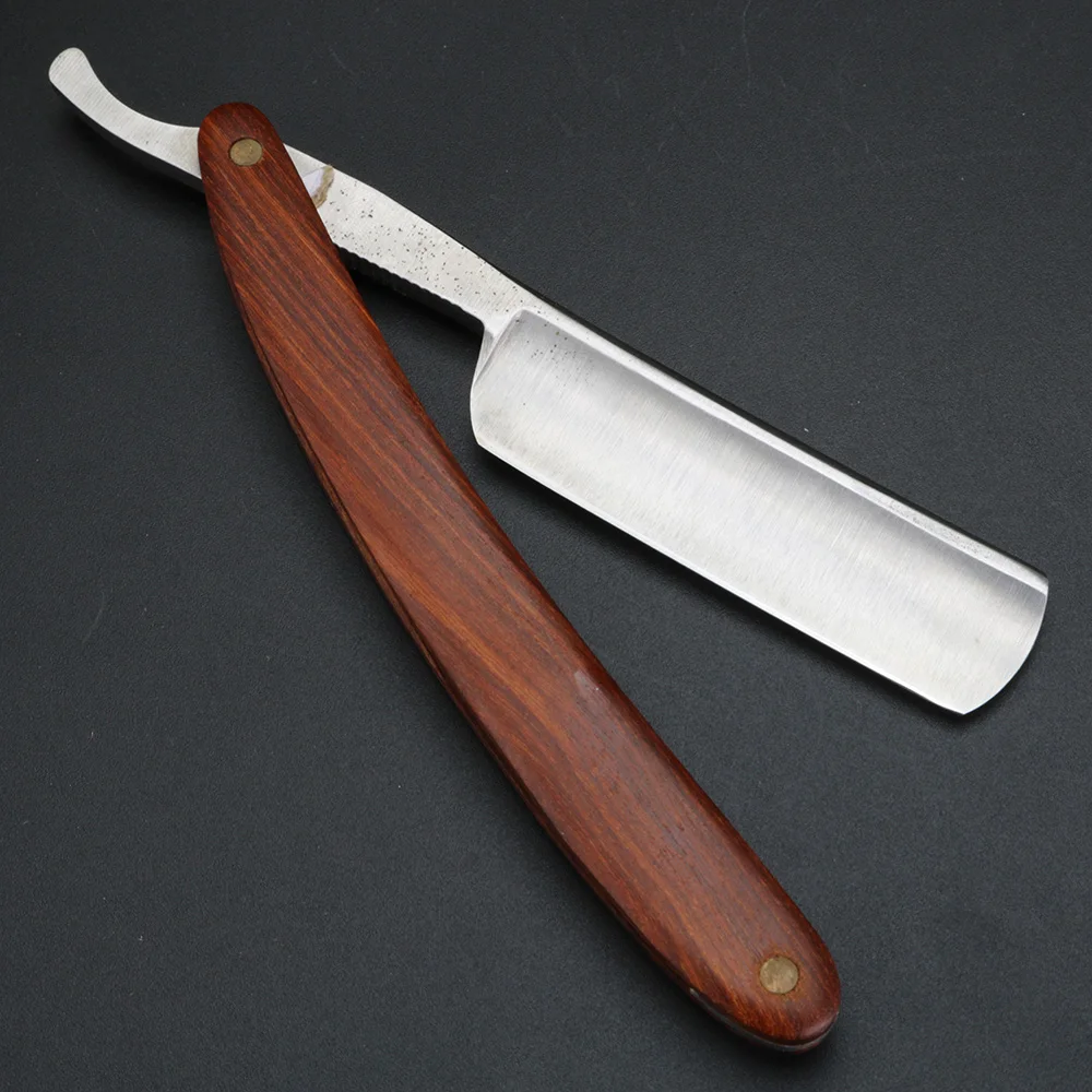

carbon steel barber shaving razor, classical blade Hair knives Men's razors wood handle Hand polished blade Super sharp