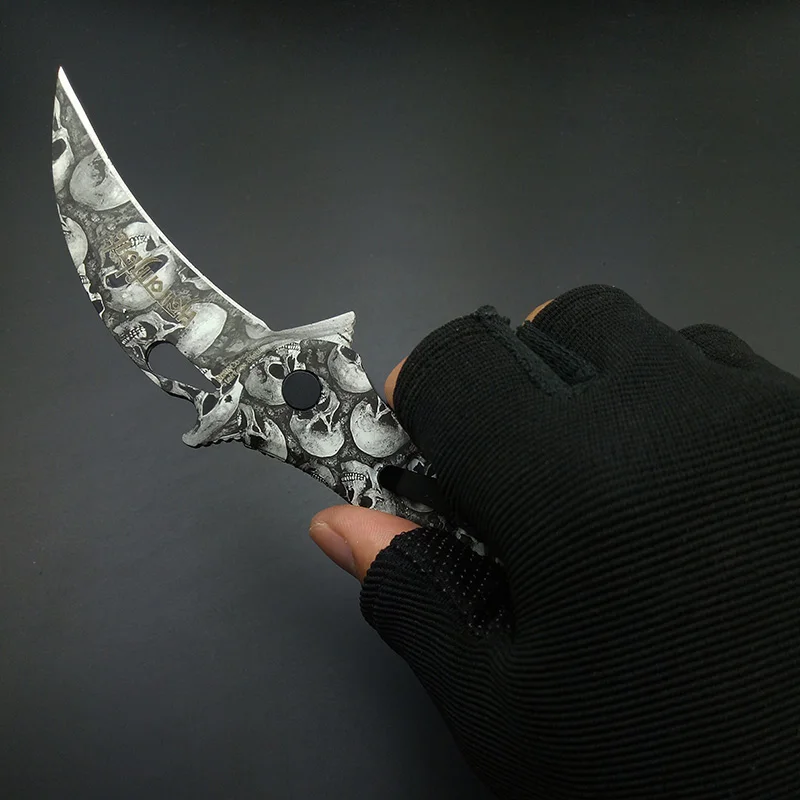 Черепов покрытие Karambits Тактический Ножи 440 нержавеющая клинок в форме клешни