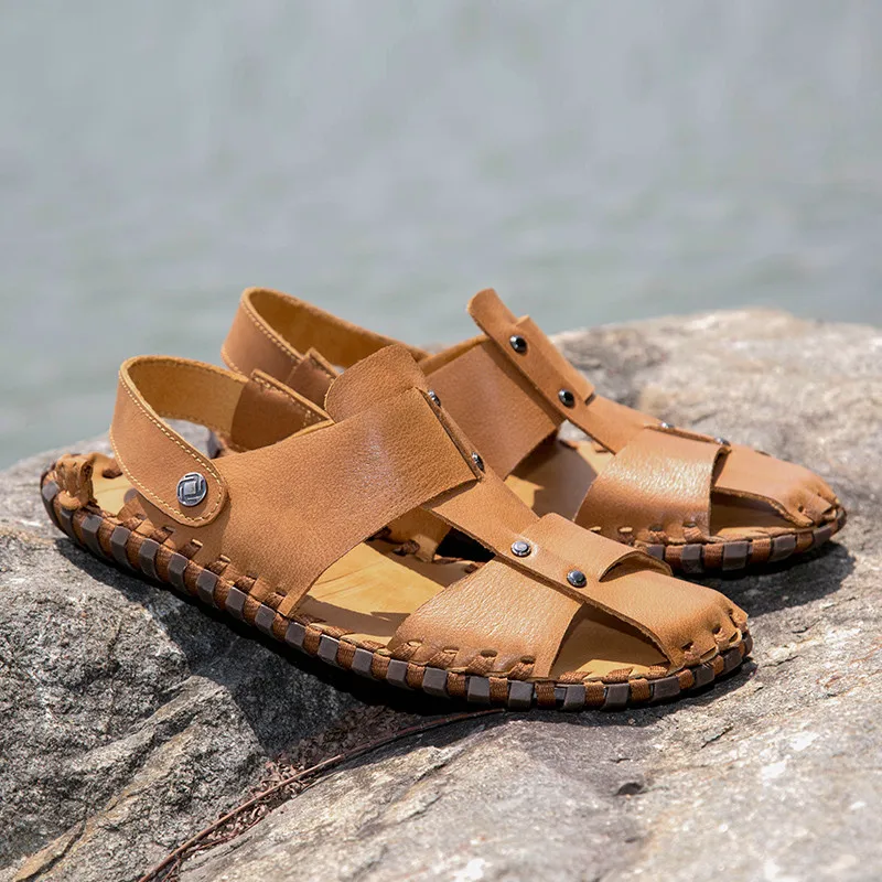 

Sandals For Men 2020 Sandals Man Beach Summer Men Leather Big Size Slide Mens Casual Sandal Shoes Sandalias Cuero Slippers