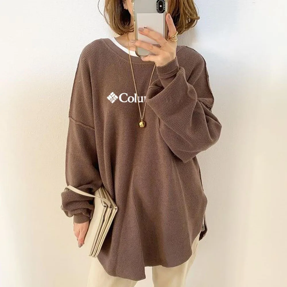 

2021 Women Sweaters Pullovers Khaki New Korean Fashion Loose Lazy All-match Solid Ladies Thick Sweater Casual Simple Female Tops