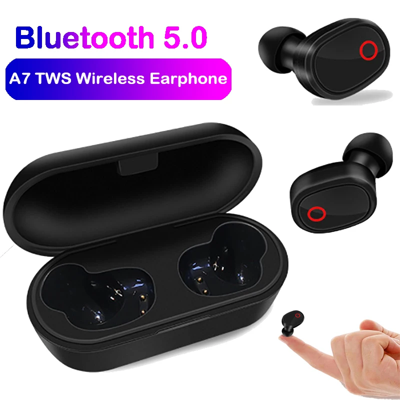 

TWS-наушники A7, Bluetooth 5,0, портативные, с микрофоном и зарядным устройством