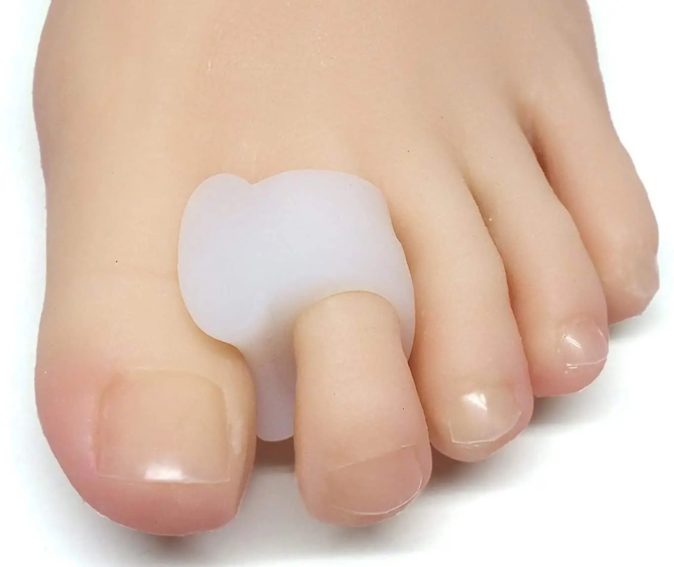 

Gel Toe Separators for Overlapping Toes, Bunions, Big Toe Alignment, Corrector and Spacer - 4 Pack (White)