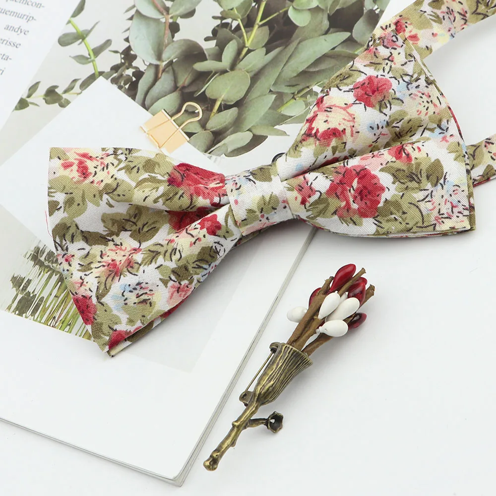 Красивая хлопковая однотонный галстук-бабочка брошь с булавкой-бабочкой и