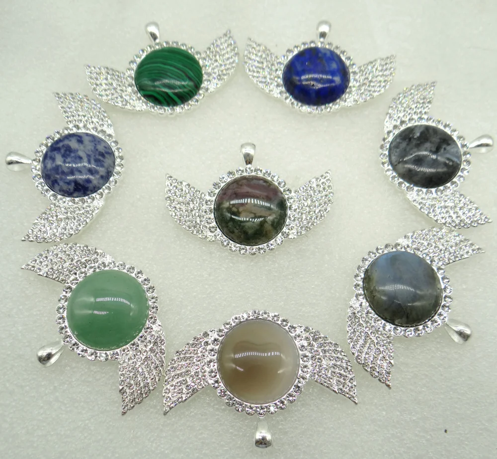 

Natural Gem Stone Quartz Crystal Opal Lapis Amethyst Round Shaped Pendants Diy Jewelry Making Necklace Men Woman 1PC