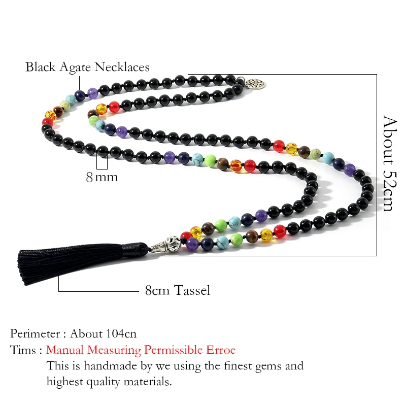 108 джапа мала 7 Чакра натуральный камень из бисера ожерелье с узелками Йога