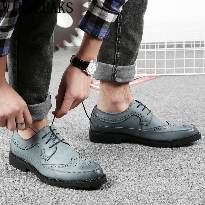 Туфли-Броги мужские классические официальные свадебные лифтовые итальянские