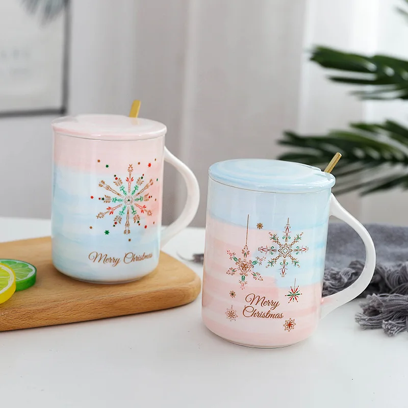 Креативная Скандинавская Рождественская керамическая кружка со снежинками