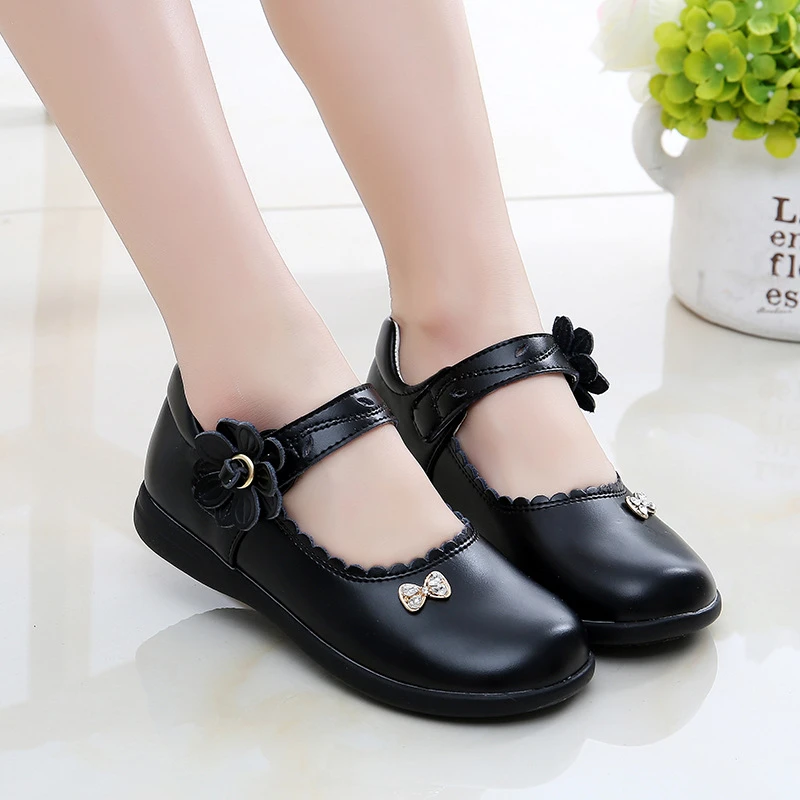 

Туфли детские из искусственной кожи, Нескользящие, дышащие, на плоской подошве