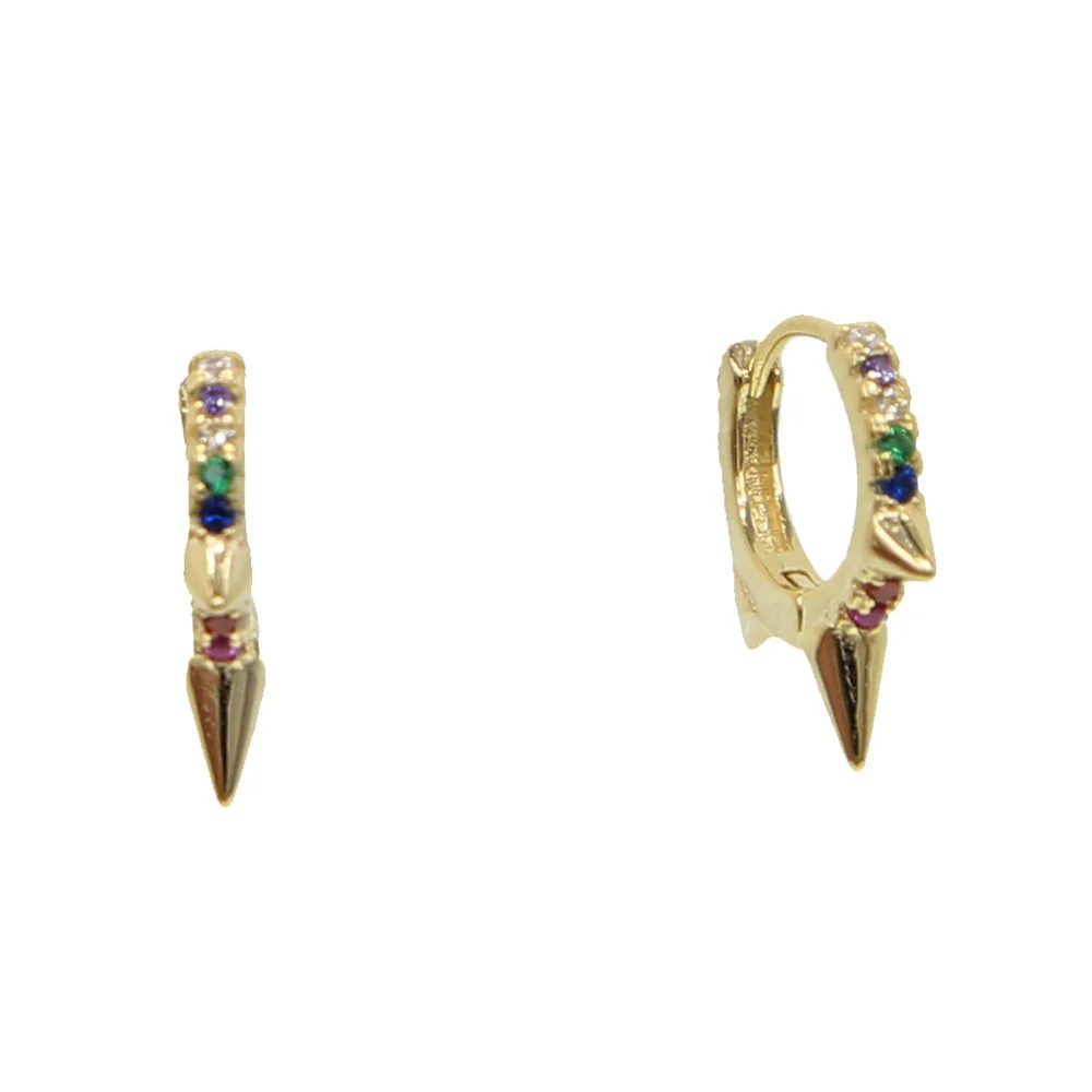 Женские серьги с тремя мини-шипами круглые серьги-кольца в стиле панк радужным