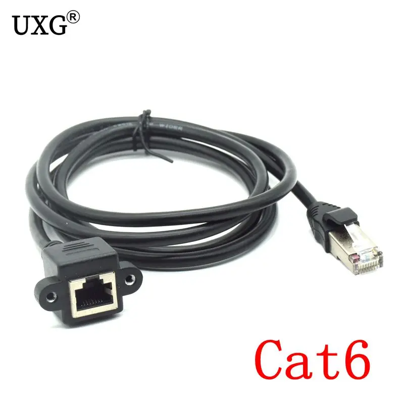 Cat6 Extension Cable RJ45 Male to Female Screw Panel Mount Ethernet LAN Network Extension cate6 Cables 30cm 60cm 100cm