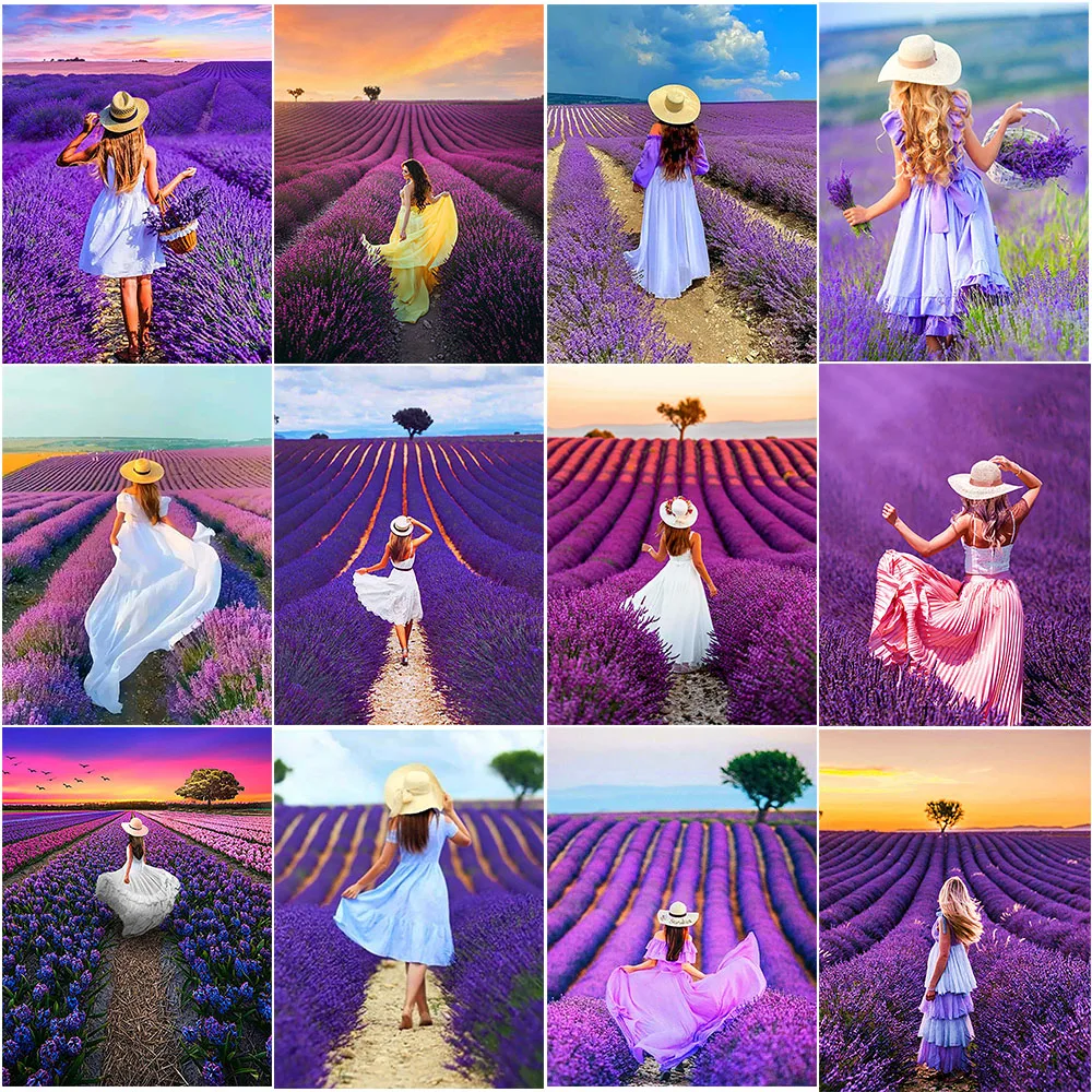 5D алмазная вышивка DIY живопись полный круглый цветок лаванды картины для девочек