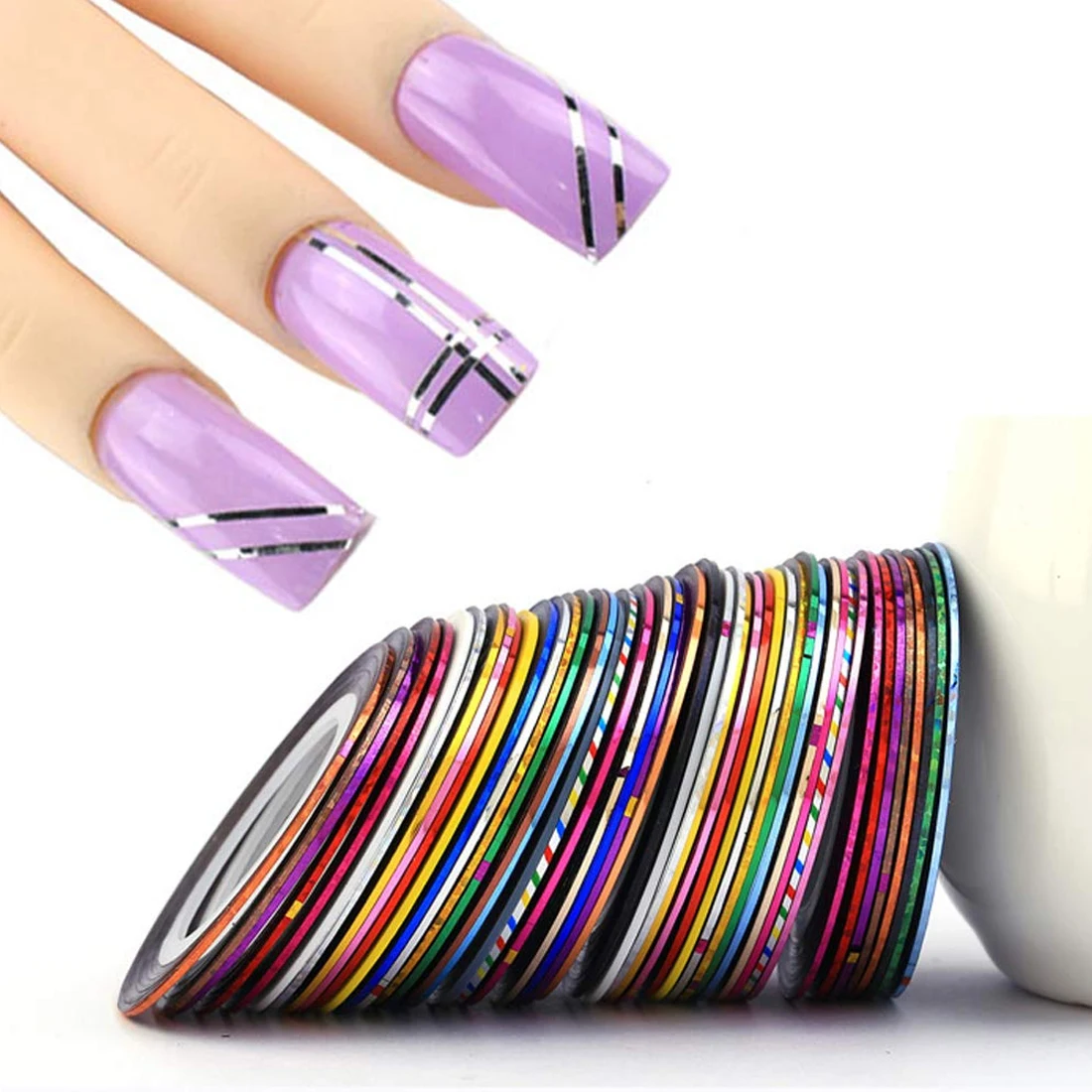 

8pcs Mixed Color Nail Striping Sticker Decal Foil Nail Art Line Decoration Adhesive DIY Nail Art Tips Decoration Nail Tape 1mm
