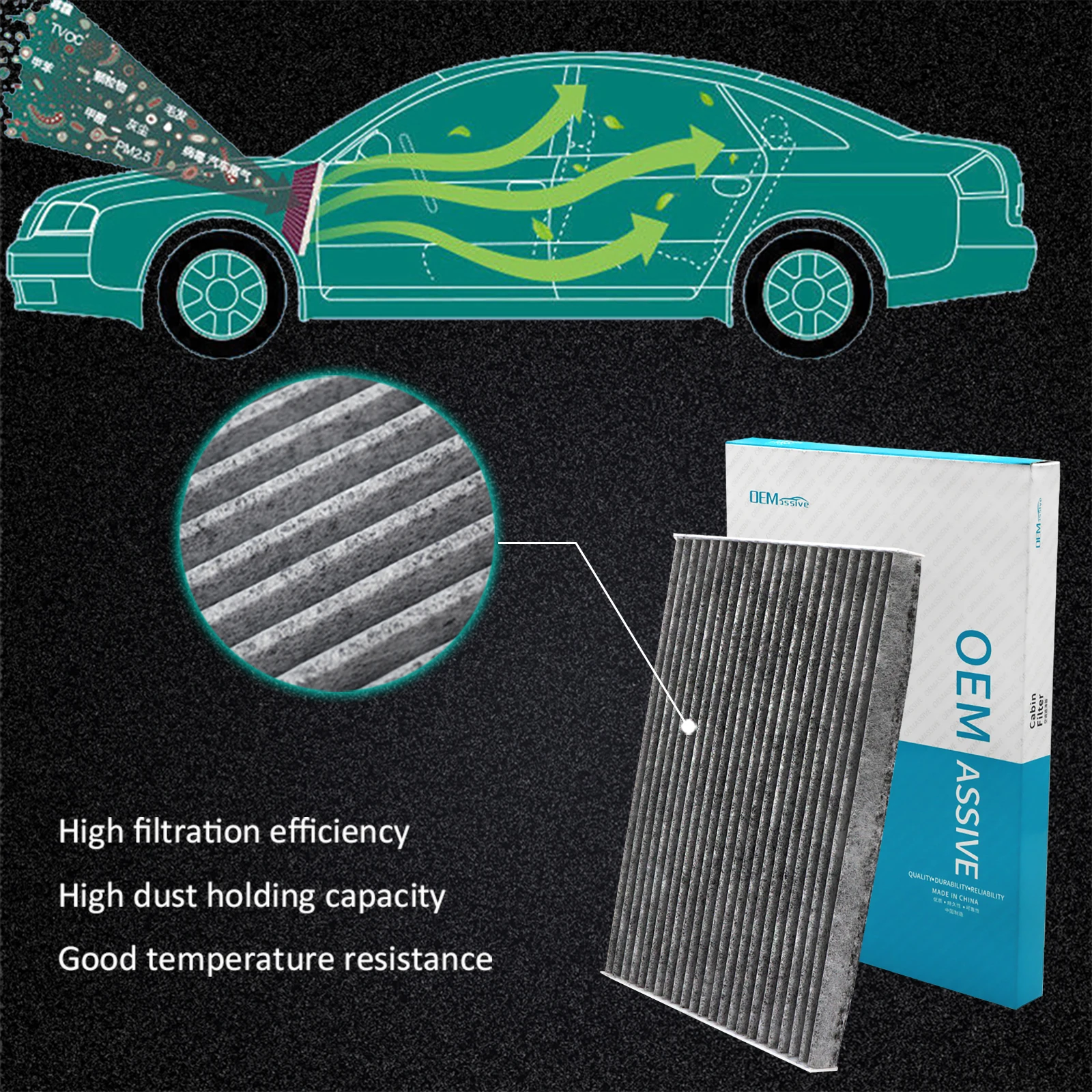 Автомобиль Пыльца Кабина Кондиционер Фильтр из активированного угля 27277 EN000 для