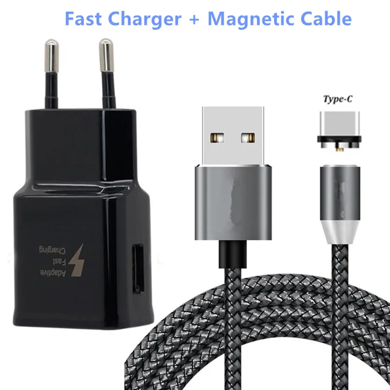 Black Charger Cable Для samsung galaxy S8 M20 A30 A40 A70 A7 A5 htc U11 Honor 9X9 10 20 Pro магнит Тип C кабель для зарядки USB Зарядное устройство Кабо-Тип C - Цвет: Black Charger Cable