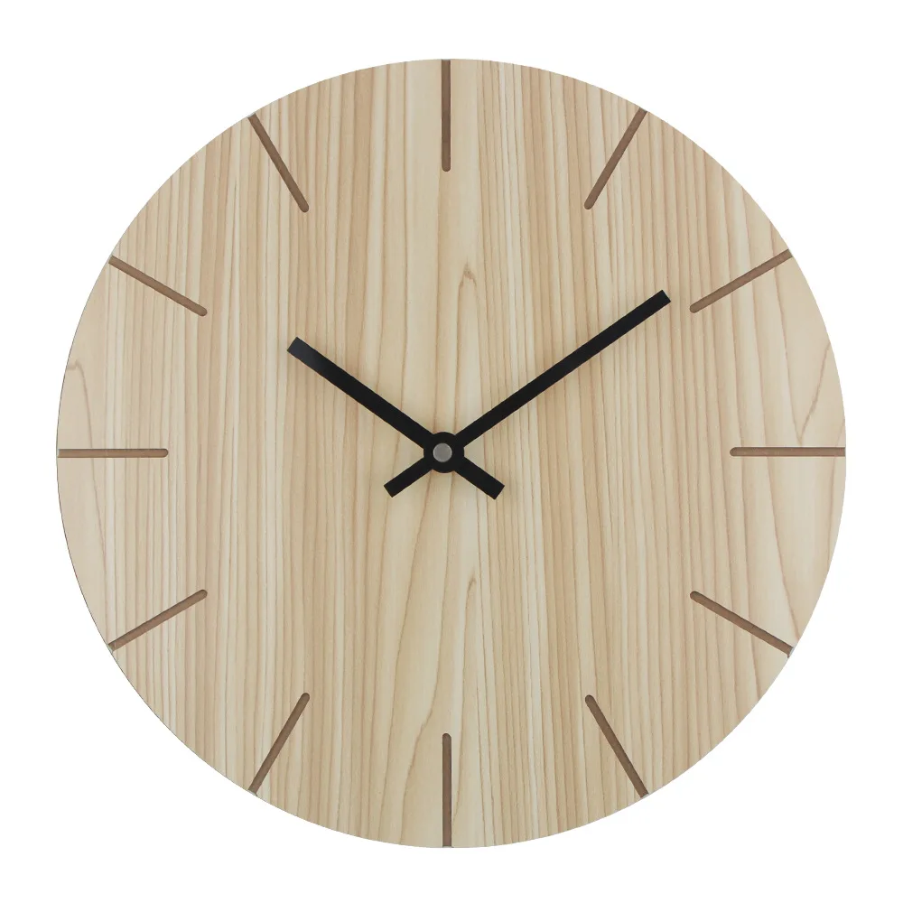 

Nordic solid wood wall clock living room wall clock simple circular clock wood beautifully decorated clock cross-border special