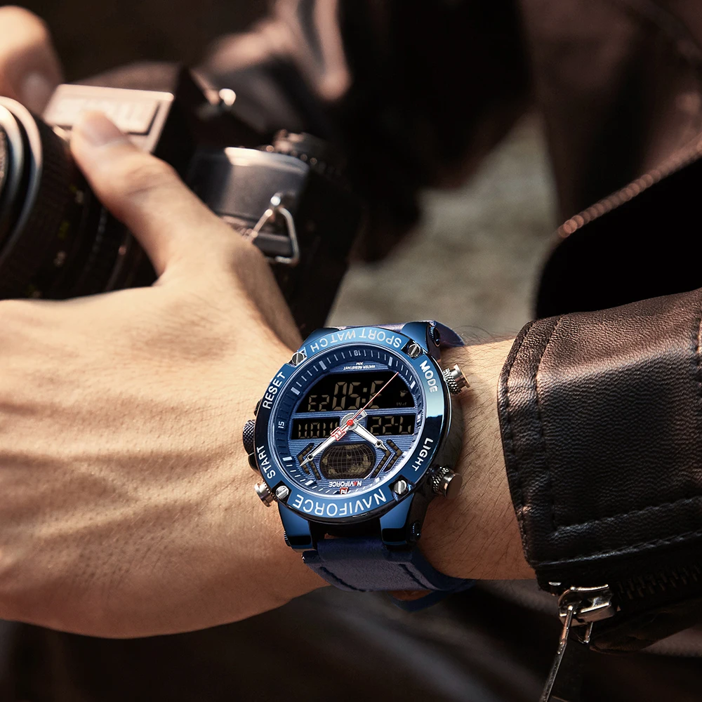 Часы наручные NAVIFORCE Мужские Цифровые брендовые Роскошные водонепроницаемые в