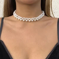 vintage jewelry handmade imitation pearl necklaces chokers for women bridal party wedding clavicle necklace collar choker brinco