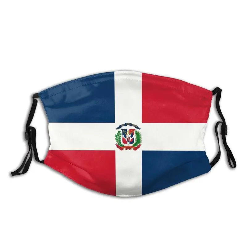 

Dominican Republic Flag Reusable Mouth Face Mask Anti Haze Dustproof Protection Cover Respirator Muffle Mask With Filters PM 2.5