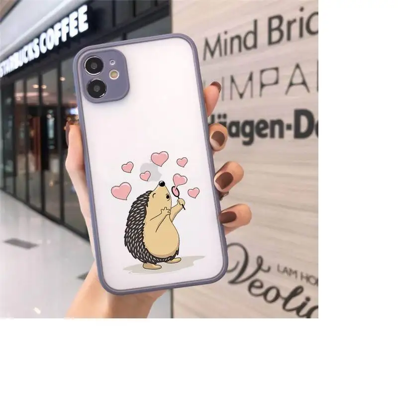 

Cute cartoon animal hedgehog Phone Cases matte transparent For iphone 7 8 11 12 plus mini x xs xr pro max cover