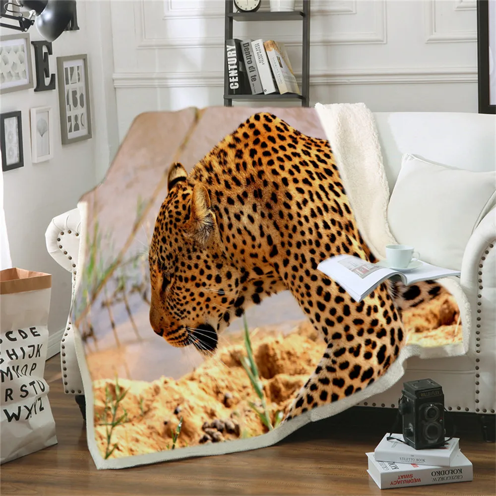 Гепард шерпа одеяло на кровать животное мультфильм собака плюшевые пледы