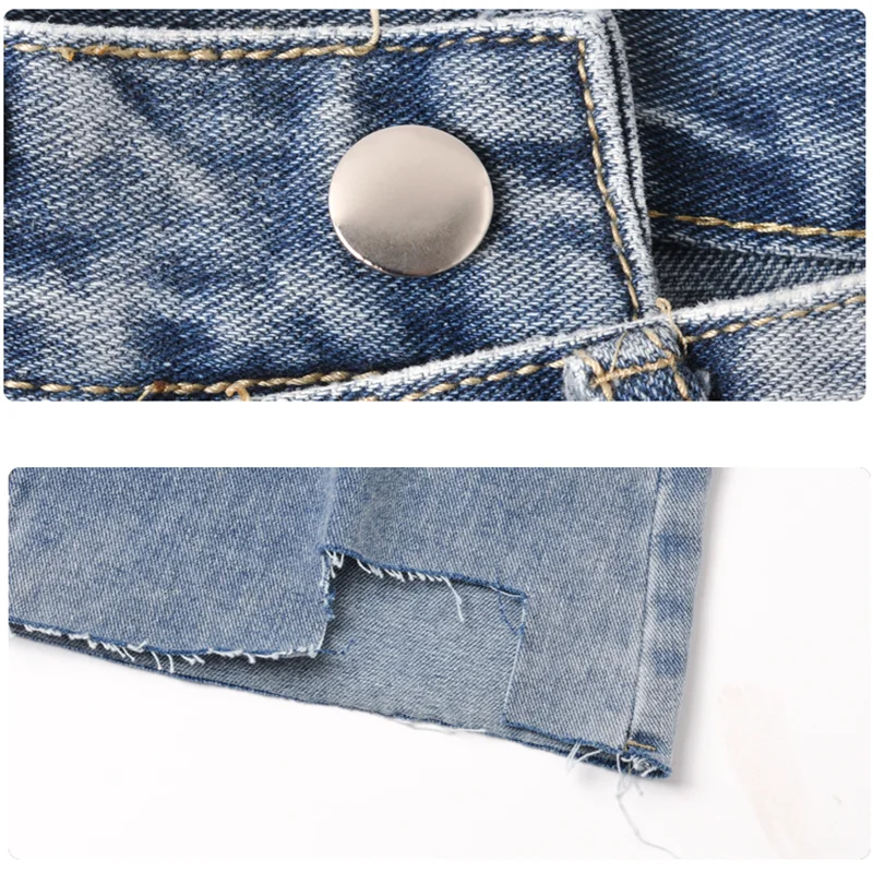 Юбка женская джинсовая рваная винтажная универсальная а-силуэта в стиле ретро |