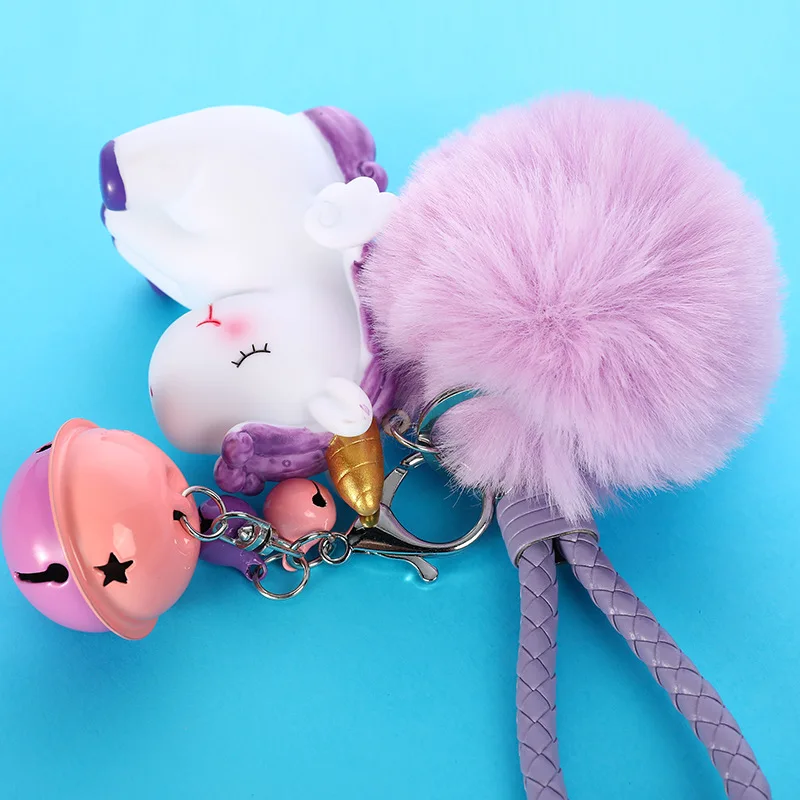 Милый плюшевый брелок для ключей с единорогом женские меховые пушистый пум