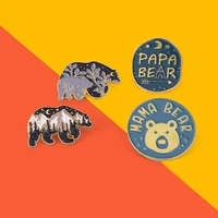 bear papa mama enamel pin custom cute cub portray plants and animal brooch lapel badge bag cartoon animals jewelry birthday gift