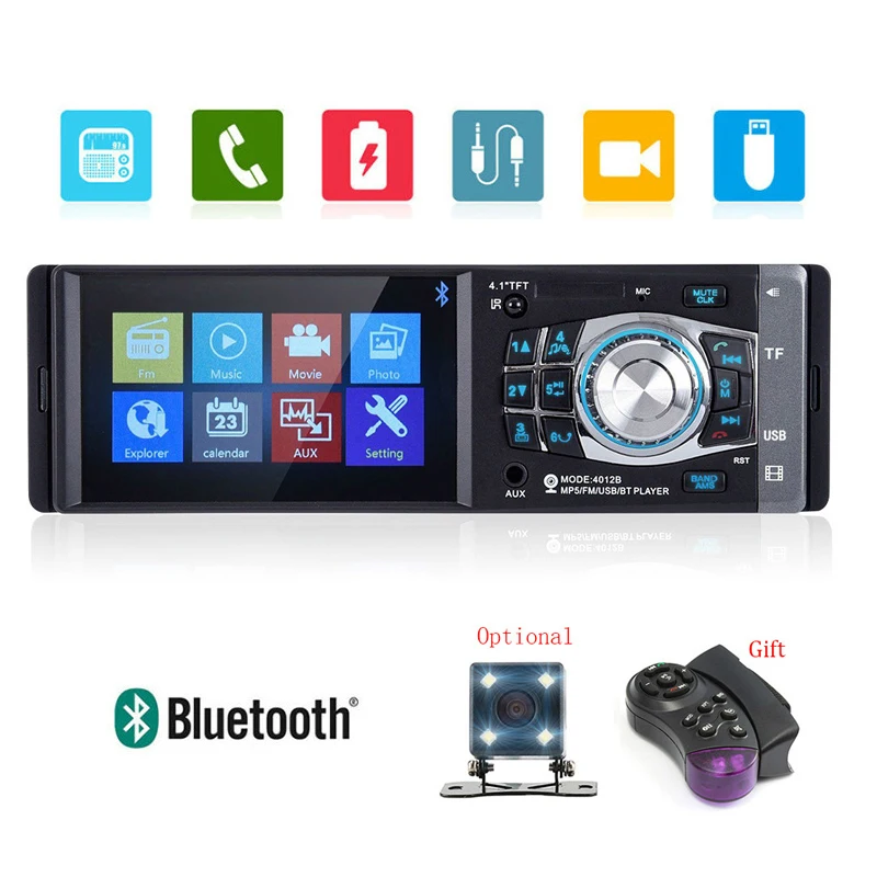 4 1 дюймов Din автомагнитола Авто Аудио Стерео FM bluetooth Поддержка камеры заднего вида