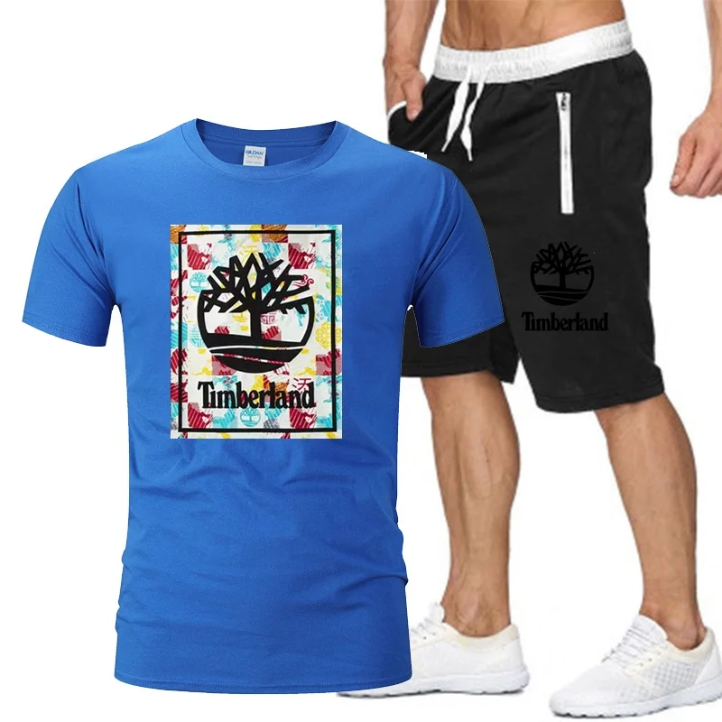 

2021 hot men's casual suit fashion 2-piece sportswear short sleeve T-shirt shorts suit men's sportswear sportswear summer