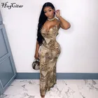 Женское платье-макси без рукавов Hugcitar, с принтом змеи, с открытой спиной, на осень и зиму, модные, сексуальные, вечерние, Клубная одежда, 2020