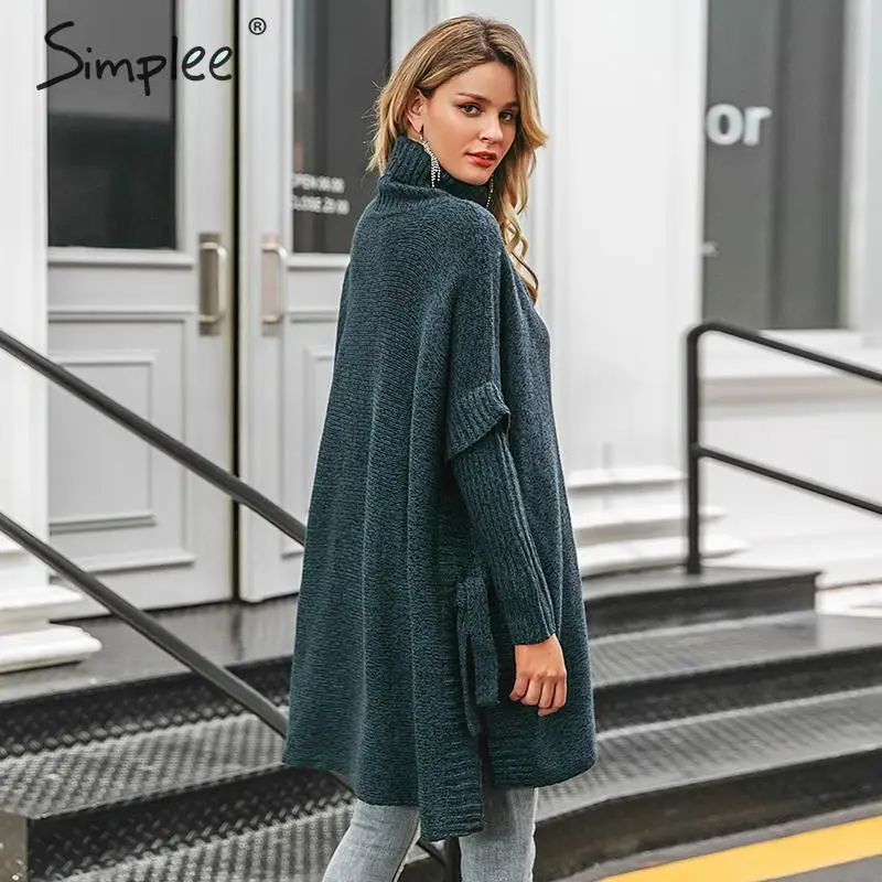 Simplee водолазка женский свитер плащ летучая мышь рукав осень зима пуловер с