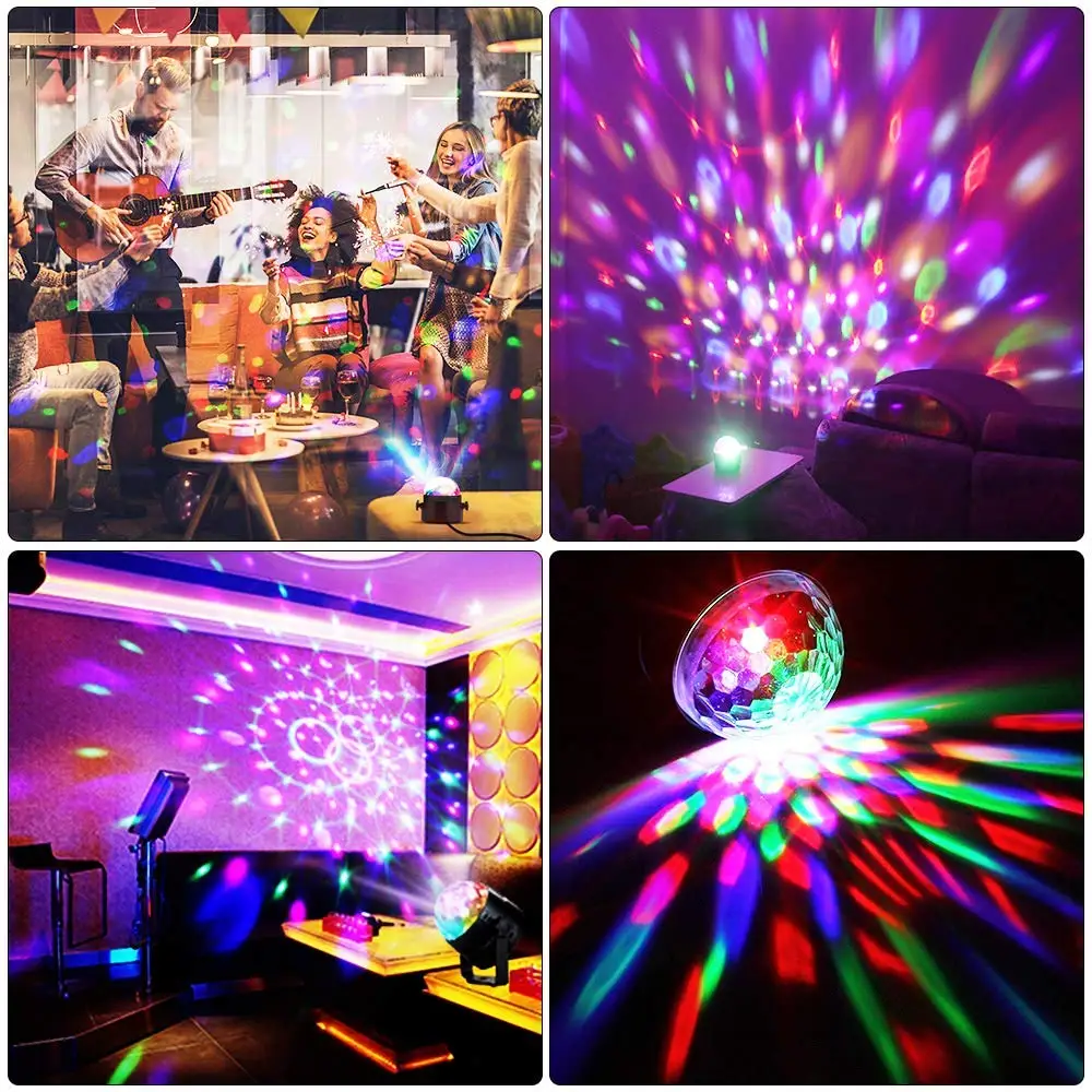 

Sound Activated Disco Party Lights Battery Powered/USB Plug in LED Stage Lights laser lamp For Car Room Dance Christmas Wedding