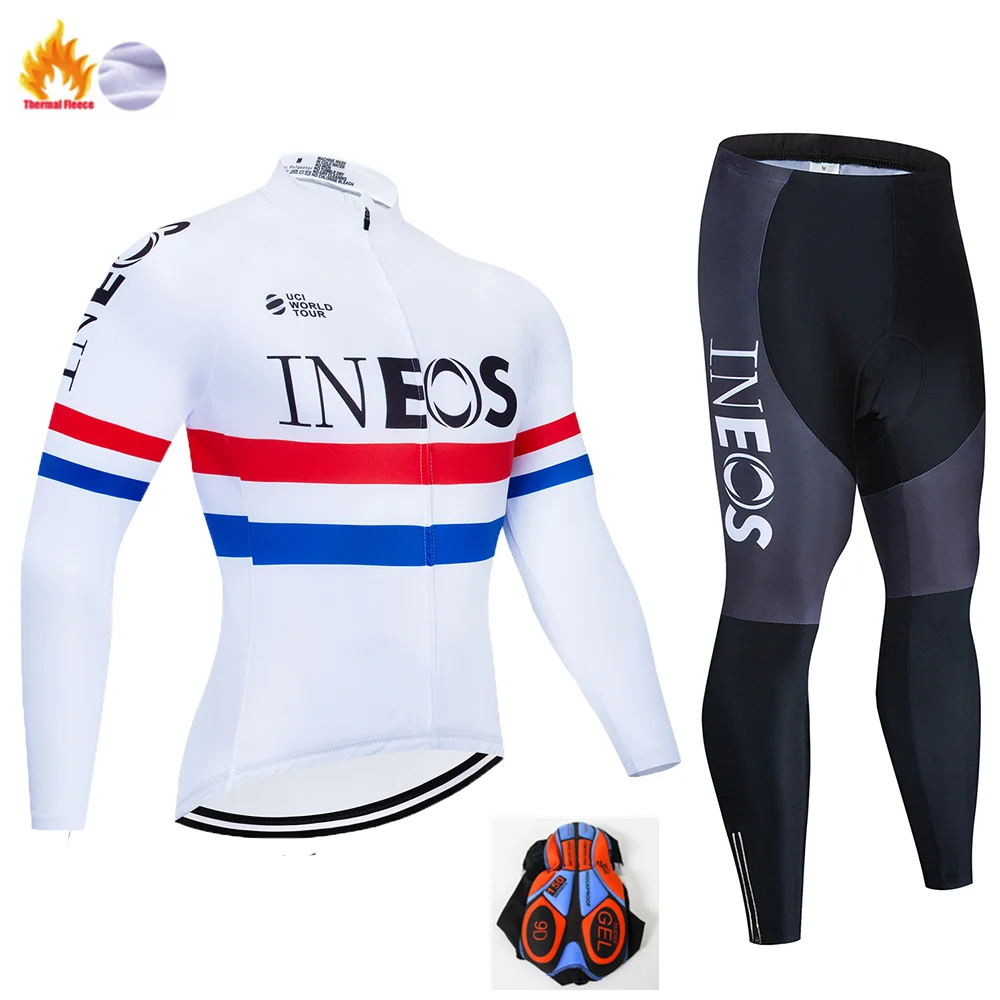 INEOS зимняя одежда для велоспорта с длинным рукавом, одежда для верховой езды, комплект Джерси, Термальный флисовый Майо, Ropa Ciclismo Invierno, сохраняющий тепло - Цвет: Winter Cycling Suit