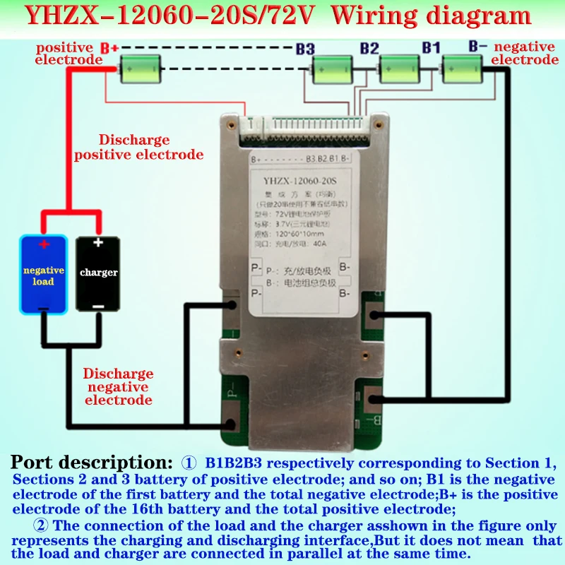 Литий-полимерный аккумулятор 72 в 20 с 40 А одним и тем же портом BMS 21700 18650