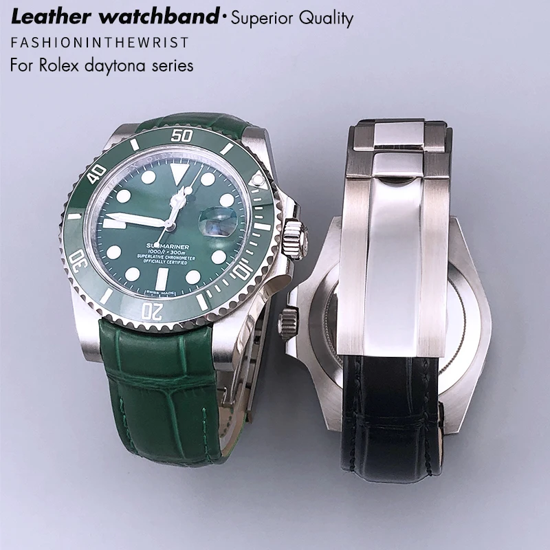 Ремешок для часов 20 мм Rolex SUBMARINER яхты-Master DAYTONA GMT кожаный ремешок под крокодиловую