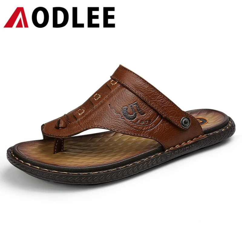 Мужские Пляжные шлепанцы AODLEE натуральная кожа сандалии сланцы летняя обувь 45 |