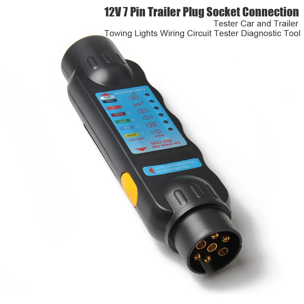 

12V 7/13 Pin Trailer Plug Socket Connection Tester Car and Trailer Towing Lights Wiring Circuit Tester Diagnostic Tool